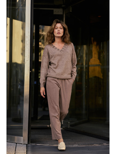 Moodo Hnedé cigaretové nohavice Moodo