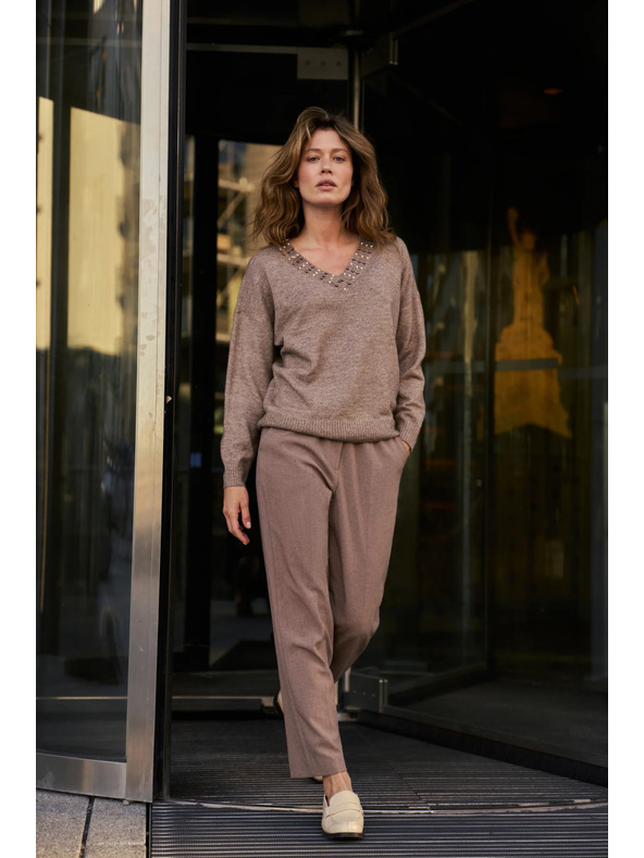 Moodo Hnedé cigaretové nohavice Moodo