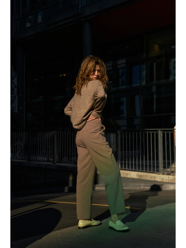 Moodo Hnedé cigaretové nohavice Moodo