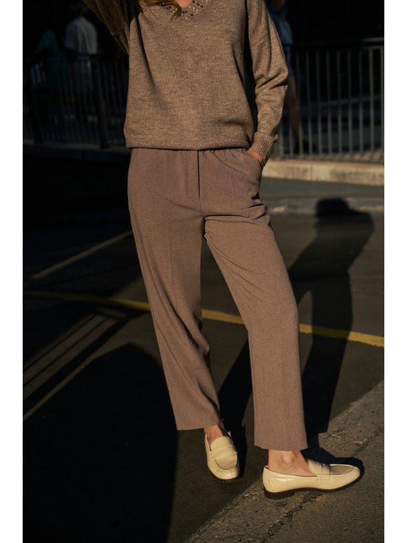 Moodo Hnedé cigaretové nohavice Moodo