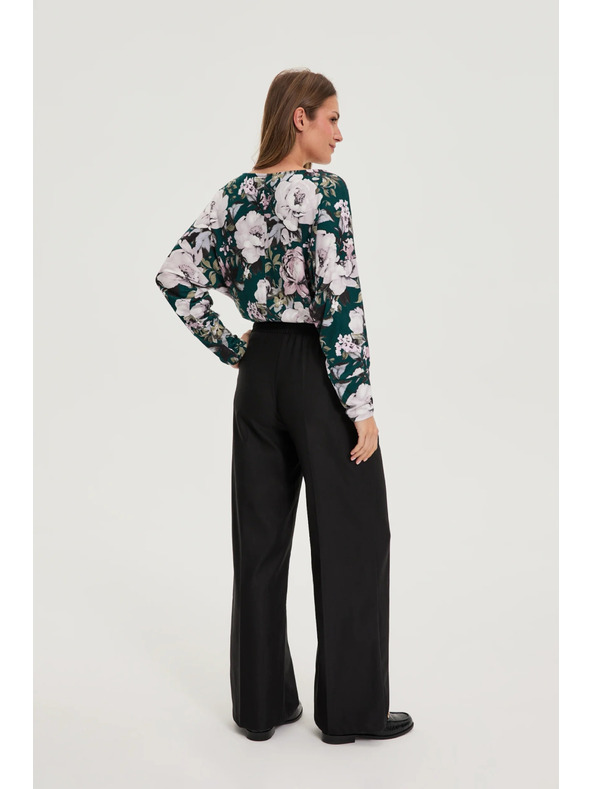 Moodo Čierne nohavice so širokými nohavicami Moodo