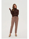 Moodo Tmavo béžové nohavice so štruktúrou a rovnými nohavicami Moodo
