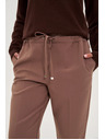 Moodo Tmavo béžové nohavice so štruktúrou a rovnými nohavicami Moodo