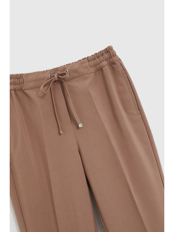 Moodo Tmavo béžové nohavice so štruktúrou a rovnými nohavicami Moodo