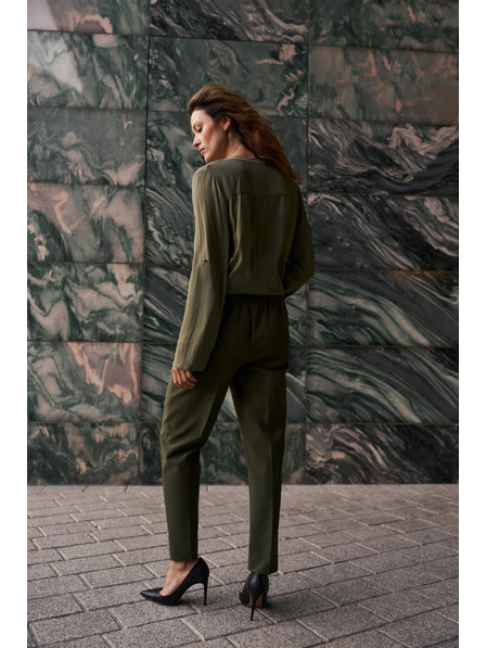 Moodo Tmavo olivové cigaretové nohavice Moodo