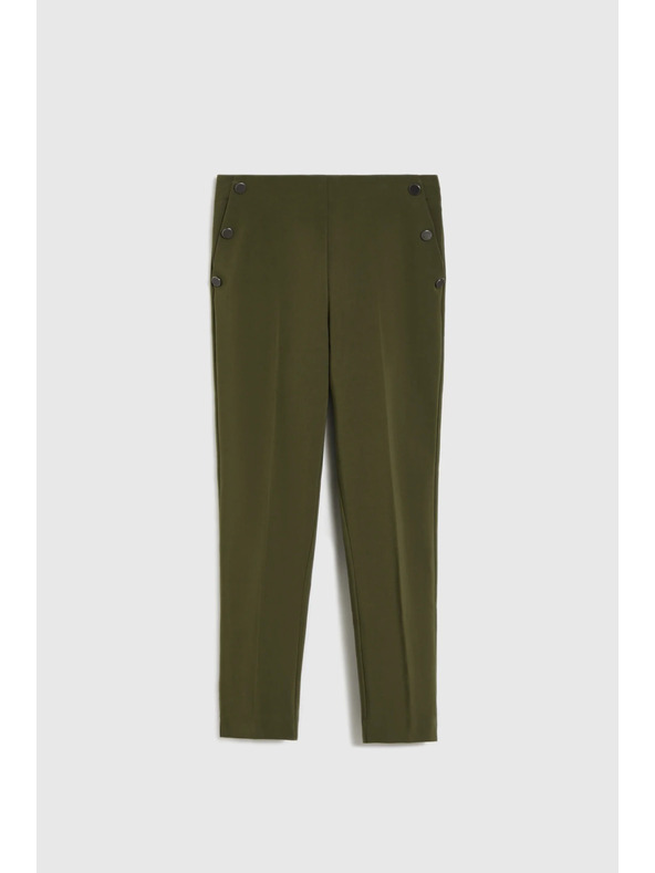 Moodo Tmavo olivové cigaretové nohavice Moodo