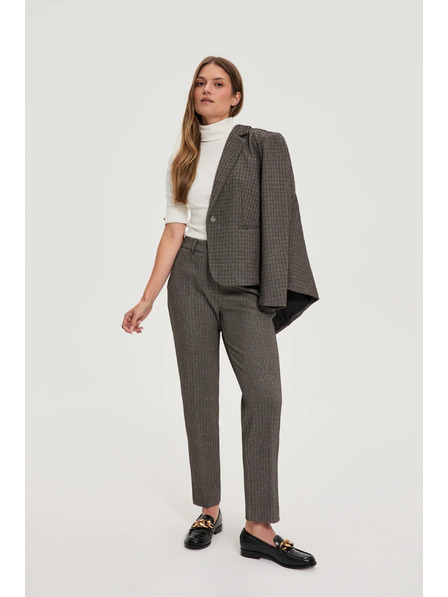 Moodo Tmavo béžové nohavice s metalickým vláknom Moodo