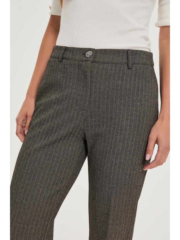 Moodo Tmavo béžové nohavice s metalickým vláknom Moodo