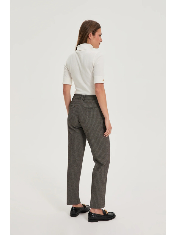 Moodo Tmavo béžové nohavice s metalickým vláknom Moodo