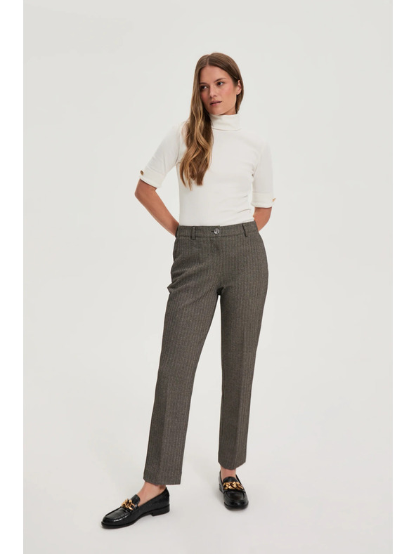 Moodo Tmavo béžové nohavice s metalickým vláknom Moodo