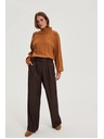 Moodo Hnedé nohavice so štruktúrou a páskom Moodo