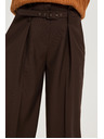 Moodo Hnedé nohavice so štruktúrou a páskom Moodo
