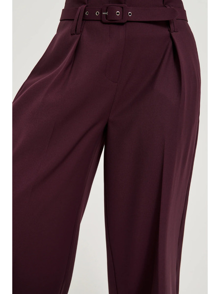 Moodo Vínové nohavice so štruktúrou a páskom Moodo