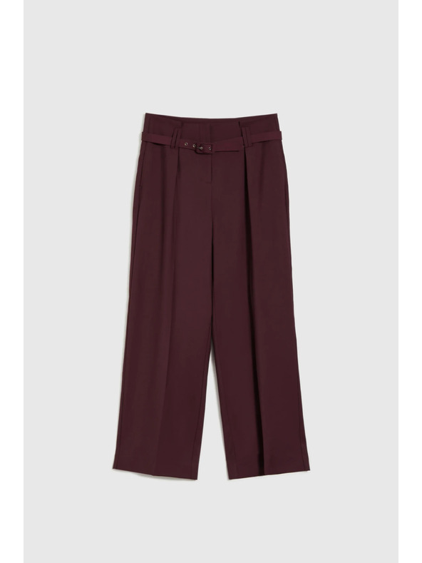 Moodo Vínové nohavice so štruktúrou a páskom Moodo