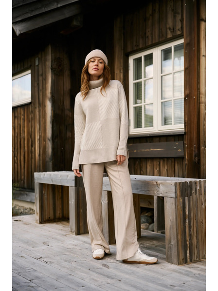 Moodo Béžové nohavice so širokými nohavicami Moodo