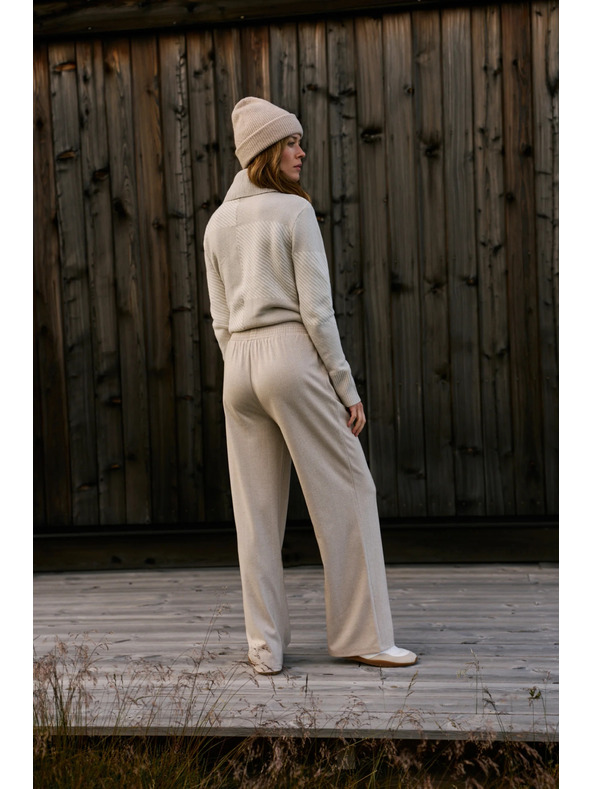 Moodo Béžové nohavice so širokými nohavicami Moodo