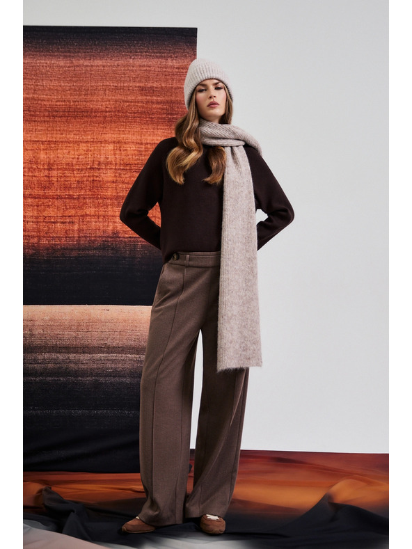 Moodo Hnedé nohavice so širokými nohavicami Moodo