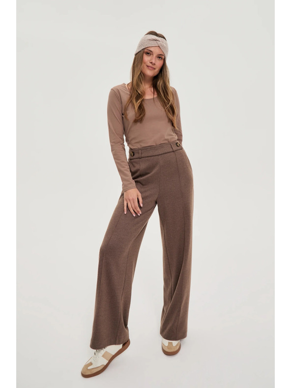 Moodo Hnedé nohavice so širokými nohavicami Moodo