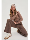 Moodo Hnedé nohavice so širokými nohavicami Moodo