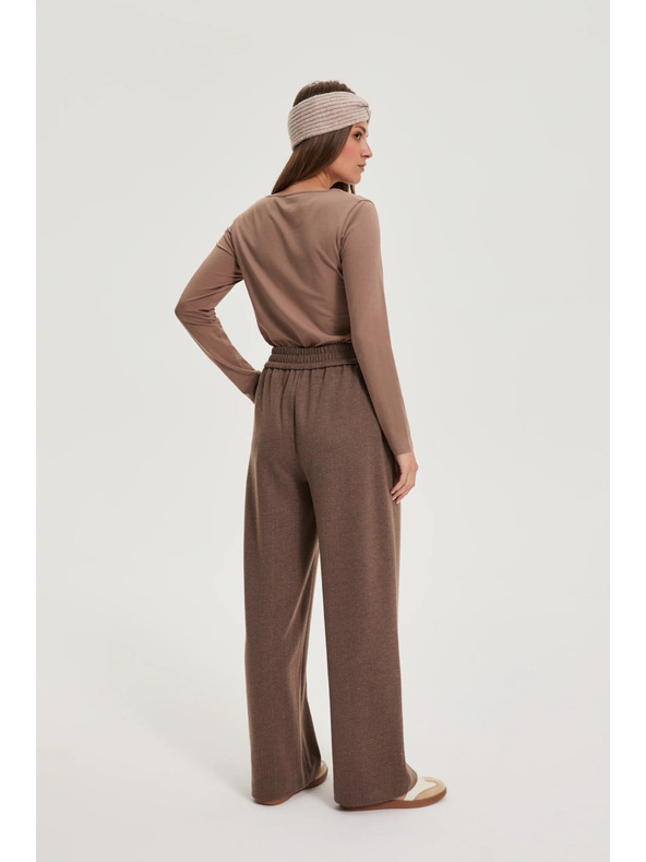Moodo Hnedé nohavice so širokými nohavicami Moodo