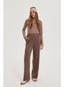 Moodo Hnedé nohavice so širokými nohavicami Moodo