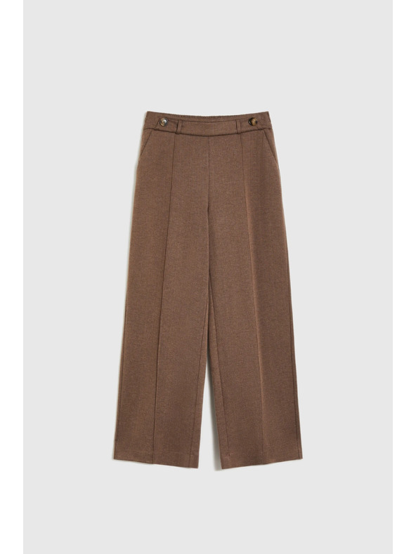 Moodo Hnedé nohavice so širokými nohavicami Moodo