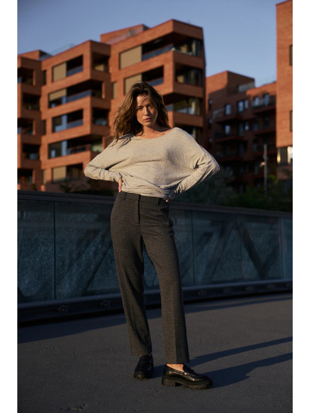 Moodo Grafitové nohavice so vzorom rybej kosti Moodo