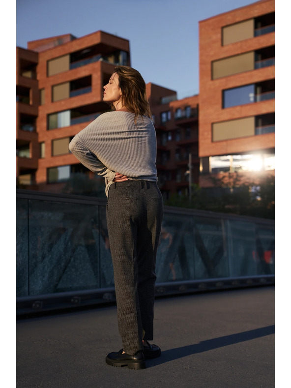 Moodo Grafitové nohavice so vzorom rybej kosti Moodo