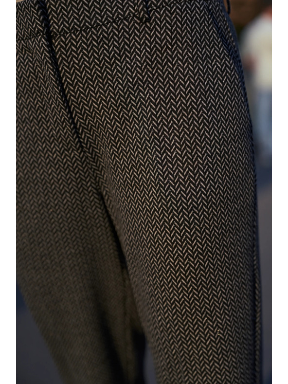 Moodo Grafitové nohavice so vzorom rybej kosti Moodo