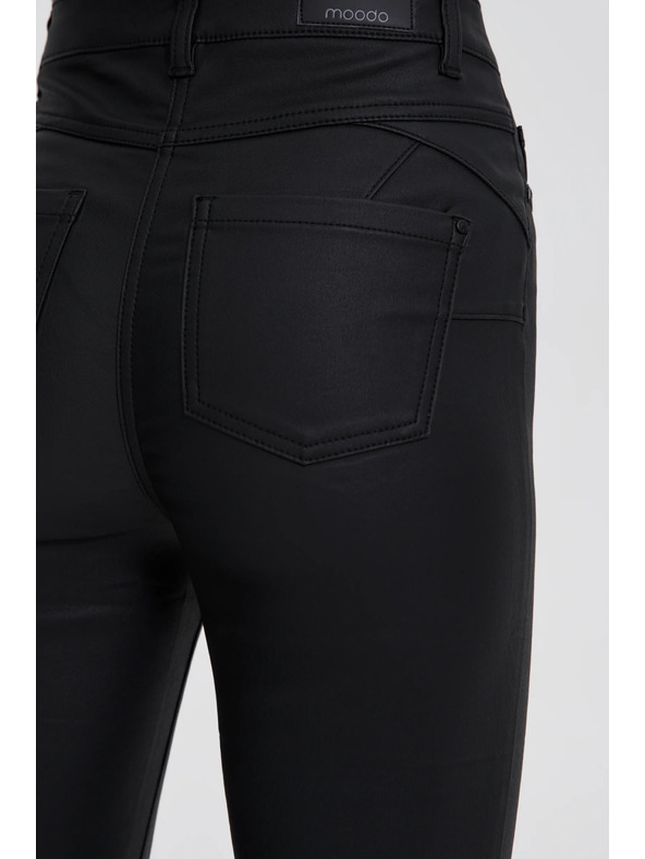 Moodo Voskované čierne nohavice Moodo