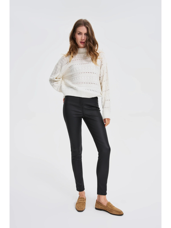 Moodo Voskované čierne nohavice Moodo