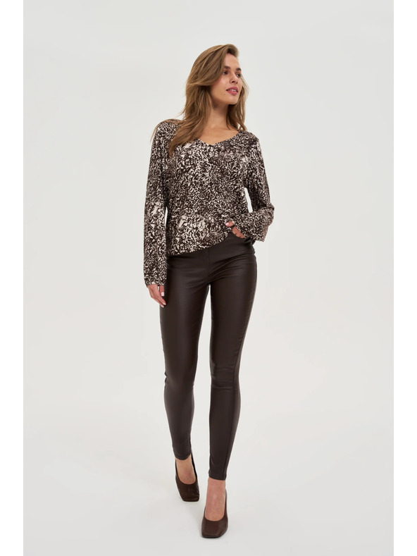 Moodo Voskované hnedé nohavice Moodo