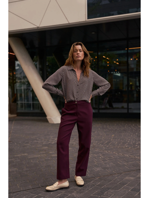 Moodo Hladké burgundské nohavice Moodo