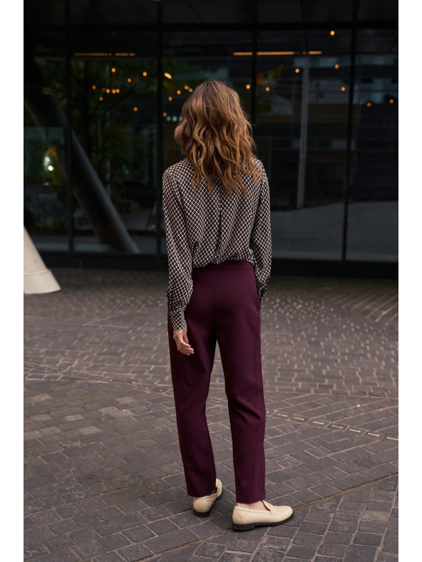 Moodo Hladké burgundské nohavice Moodo