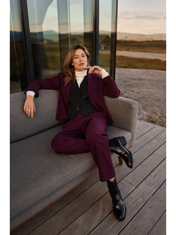 Moodo Hladké burgundské nohavice Moodo