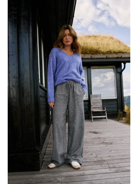 Moodo Sivé bavlnené nohavice s širokými nohavicami Moodo