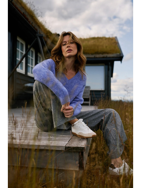 Moodo Sivé bavlnené nohavice s širokými nohavicami Moodo