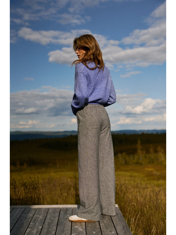 Moodo Sivé bavlnené nohavice s širokými nohavicami Moodo