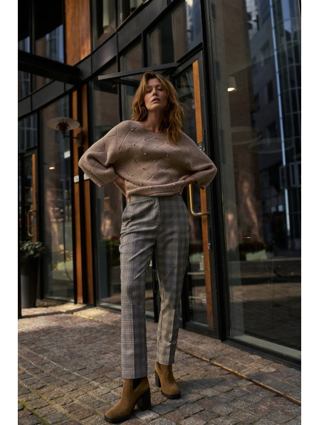 Moodo Šedé kockované nohavice Moodo