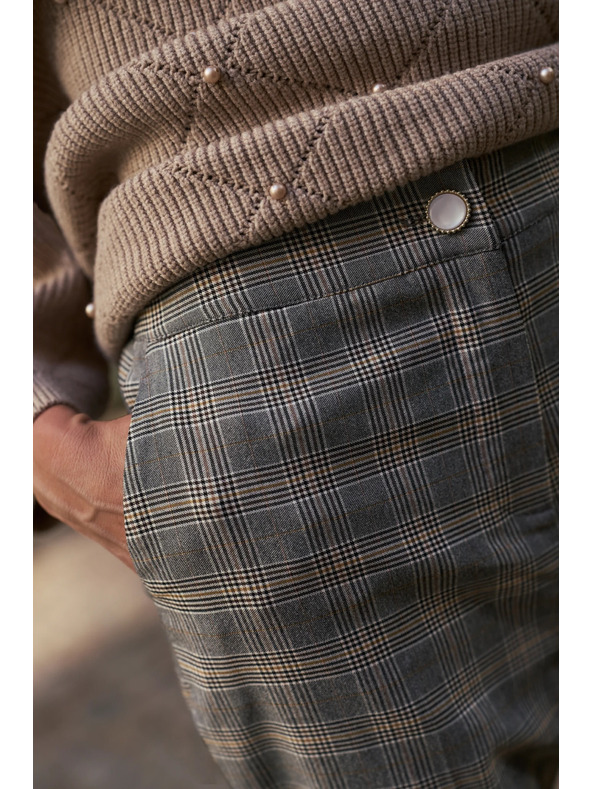 Moodo Šedé kockované nohavice Moodo