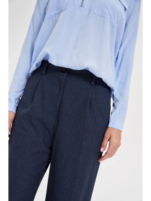 Moodo Tmavo modré pruhované nohavice Moodo