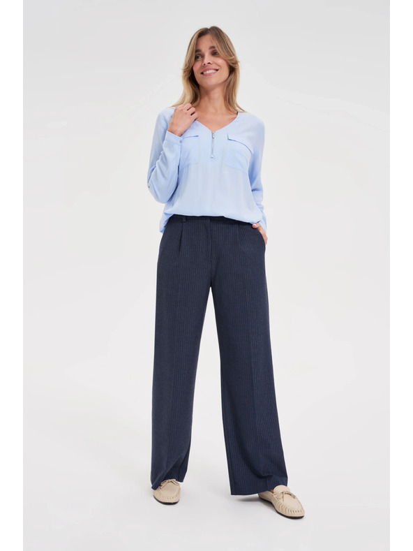 Moodo Tmavo modré pruhované nohavice Moodo