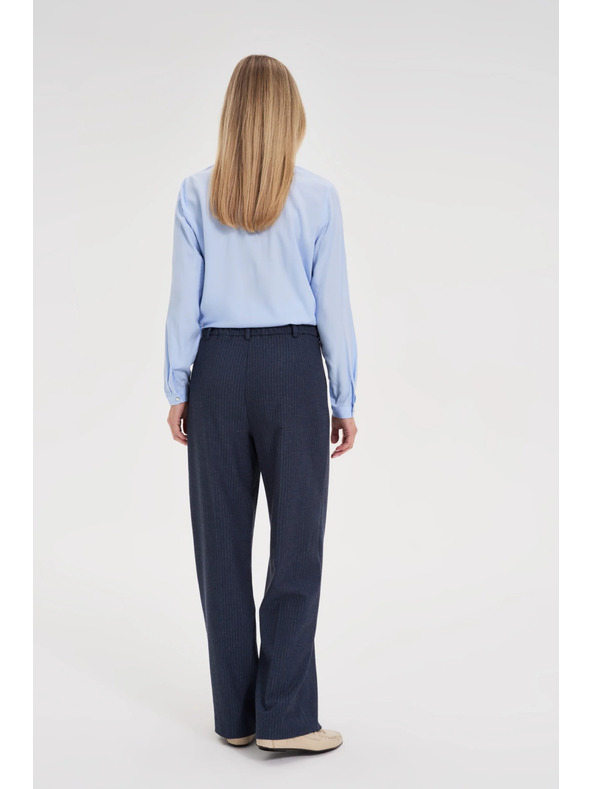 Moodo Tmavo modré pruhované nohavice Moodo