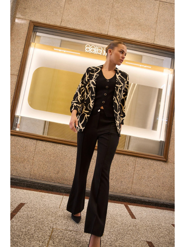 Moodo Čierne zvonové nohavice Moodo