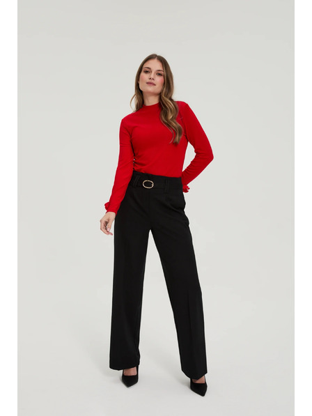 Moodo Čierne nohavice so štruktúrou a opaskom Moodo