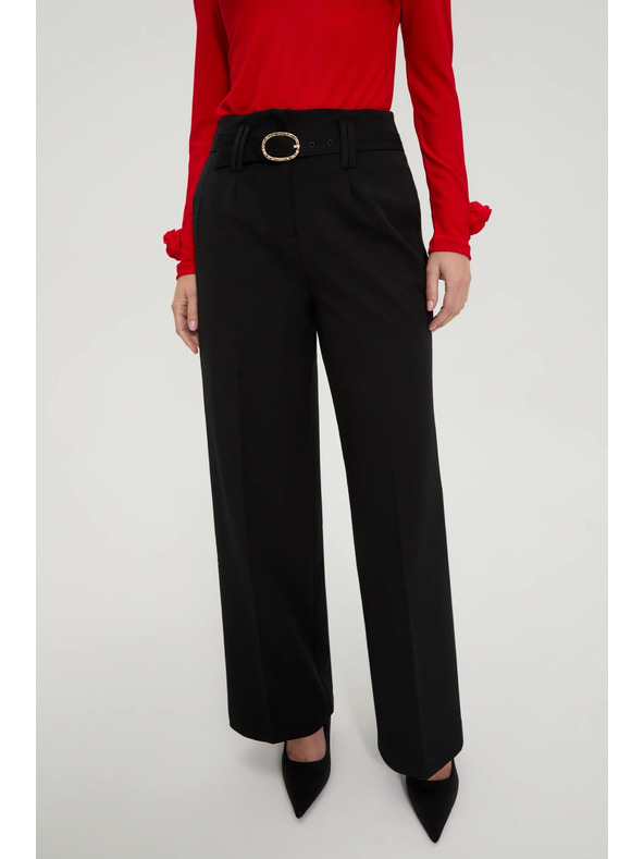 Moodo Čierne nohavice so štruktúrou a opaskom Moodo