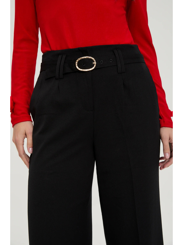 Moodo Čierne nohavice so štruktúrou a opaskom Moodo