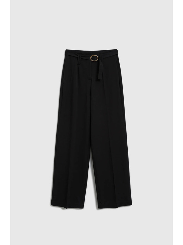 Moodo Čierne nohavice so štruktúrou a opaskom Moodo