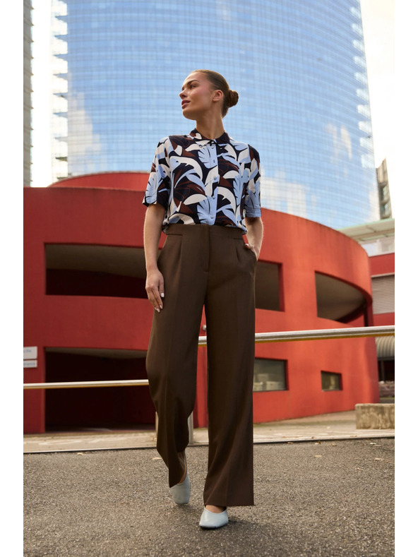 Moodo Hnedé nohavice so širokými nohavicami Moodo