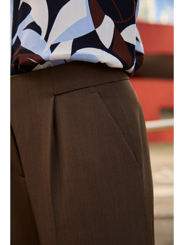 Moodo Hnedé nohavice so širokými nohavicami Moodo